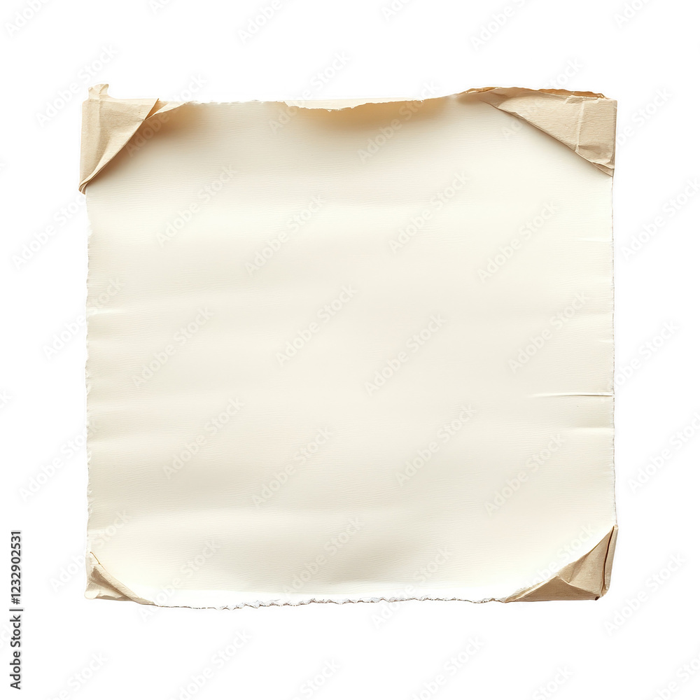 Obraz premium Tape paper strip old sticker adhesive duct torn scotch texture. Sticky tape paper strip white background yellow label cut note piece grunge stick sellotape band isolated scrapbook duck masking glue