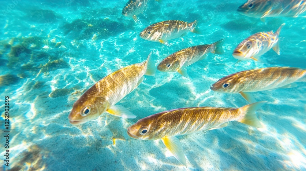 Naklejka premium A group of fish swimming in the ocean