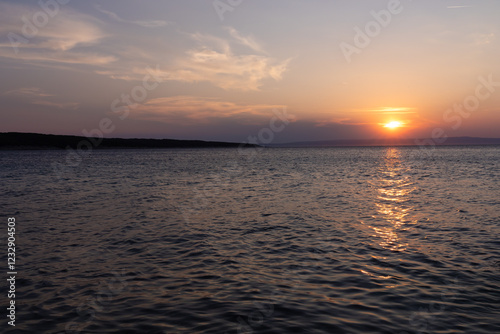 Obraz na płótnie View of scenic sunset on the Adriatic Sea, Croatia. w salonie