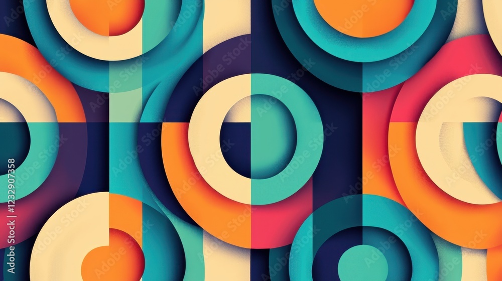 Fototapeta premium Vibrant Circular Patterns with Multicolored Geometric Design