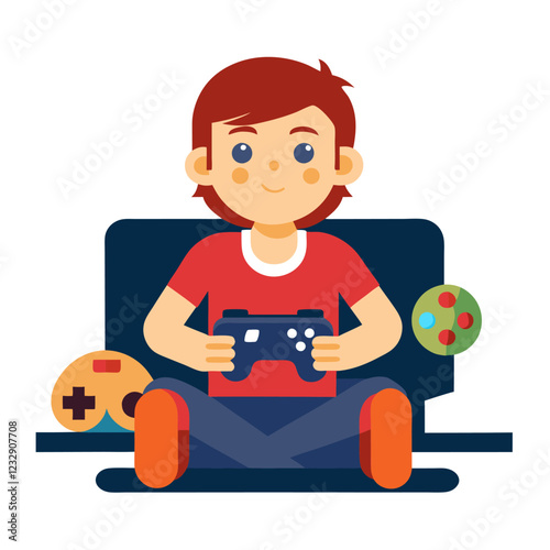 boy sitting on floor front tv playing video games controller hands, culture community lifestyle competition