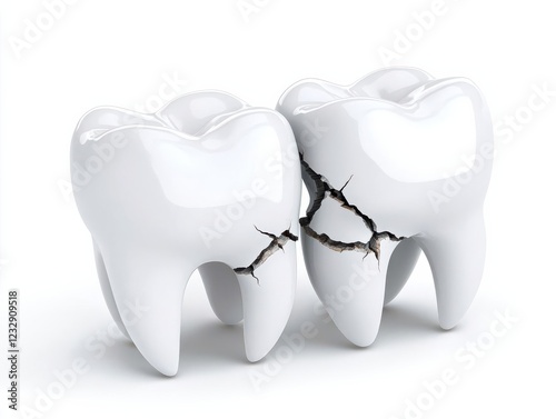 Close-up of cracked teeth, highlighting dental issues and concerns.