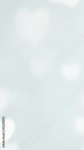 Bokeh white hearts on a white background.