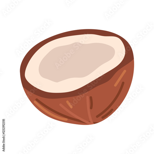 coconut. The tropical fruit is coconut. coconut chips. coconut grew on a palm tree. coconut milk. an artful cocktail. a fruit painted in a flat style. vector. delicious milk.