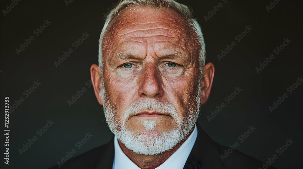 Fototapeta premium Serious senior businessman portrait, dark background