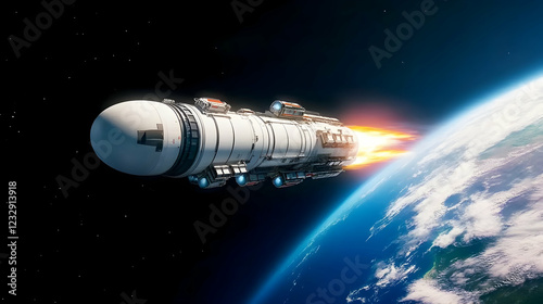 Wallpaper Mural Rocket launching into space, Earth below. Torontodigital.ca