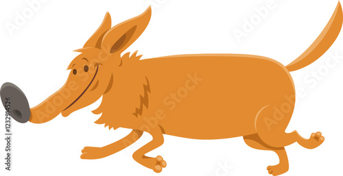 funny running yellow dog cartoon animal character