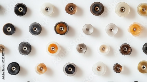 A collection of small, round objects with different colors and textures