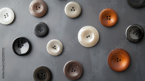 A collection of buttons of various colors