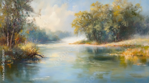 Wallpaper Mural Serene River Landscape With Autumnal Trees Torontodigital.ca