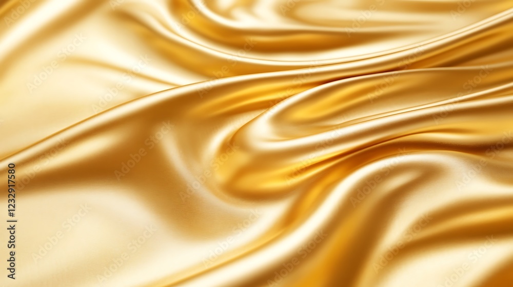 Fototapeta premium Golden Silk Draped Luxuriously Showing Soft Waves
