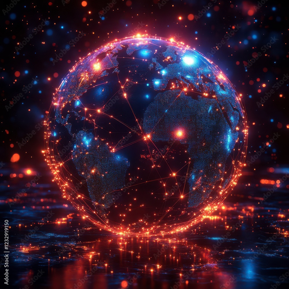 Obraz premium Abstract Global Network Visualization V2
