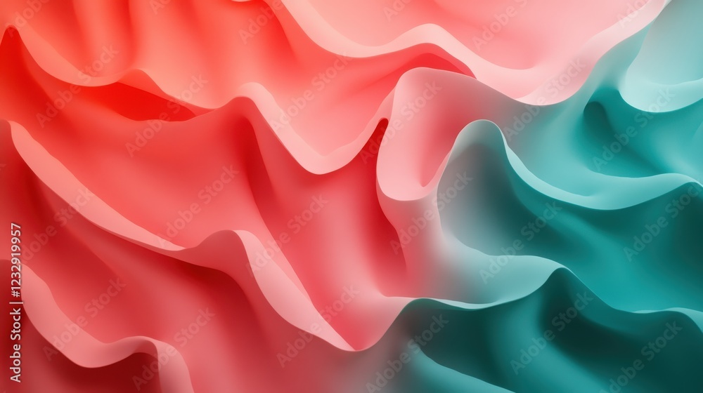 Obraz premium Abstract Coral And Teal Wave Pattern Design