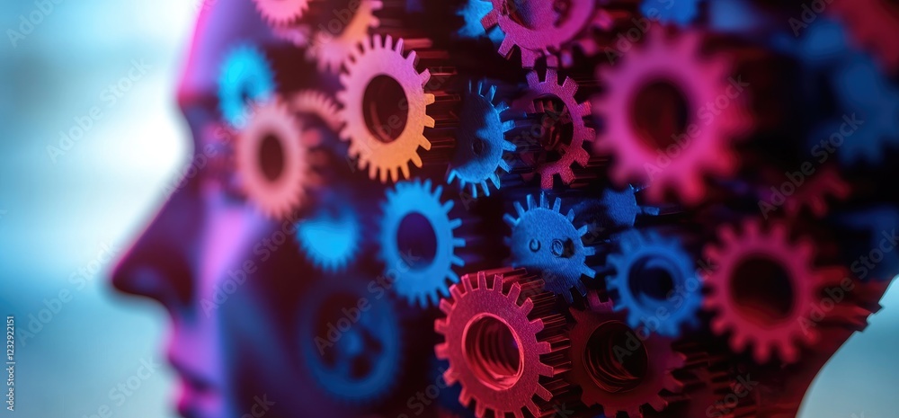 custom made wallpaper toronto digitalMind gears profile, cognitive process, abstract background, concept art