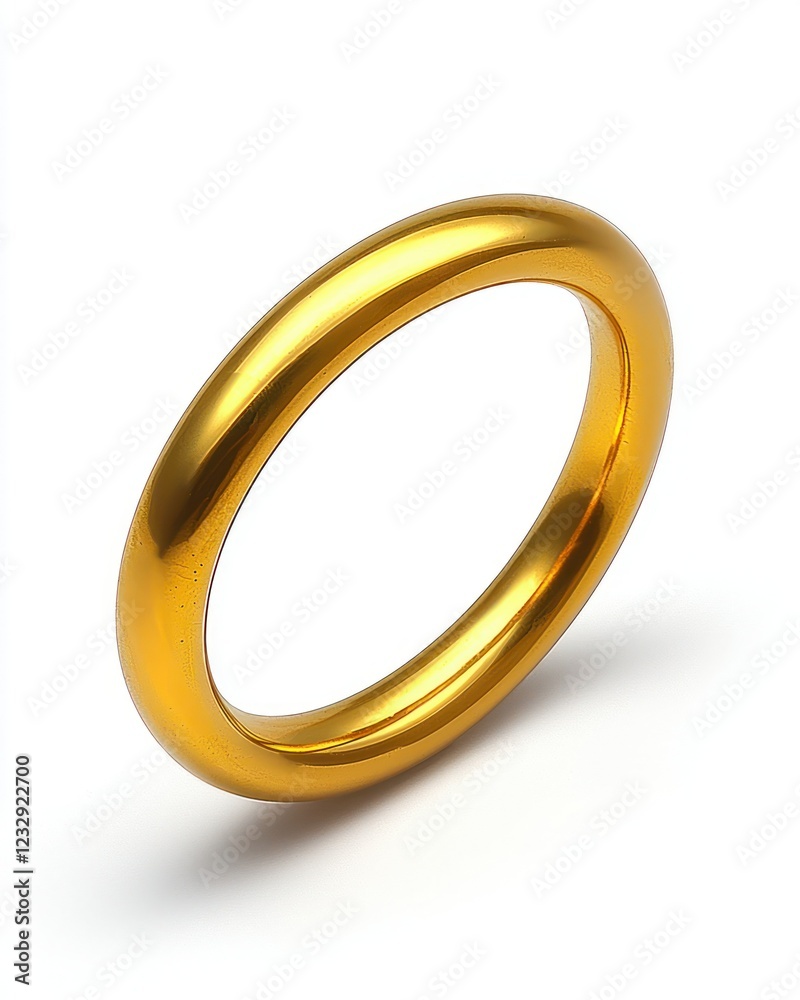Gold ring on white background, casting a shadow Gold ring on white background, casting a shadow