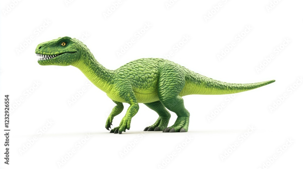 Obraz premium Green Dinosaur Cartoon Character Standing Isolated