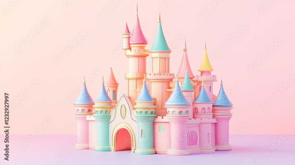 Pastel Pink Castle Fantasy Architectural Render Pastel Pink Castle Fantasy Architectural Render