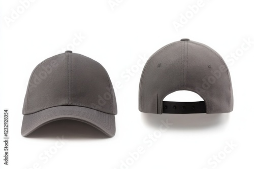 Stylish gray cap showing front and back views for modern casual wear photo