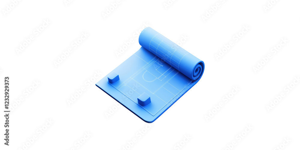 Blue yoga mat with white line pattern isolated on transparent background Blue yoga mat with white line pattern isolated on transparent background