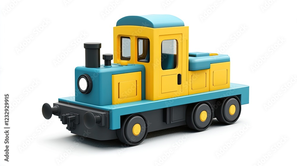 A Yellow and Blue Toy Train Engine Model