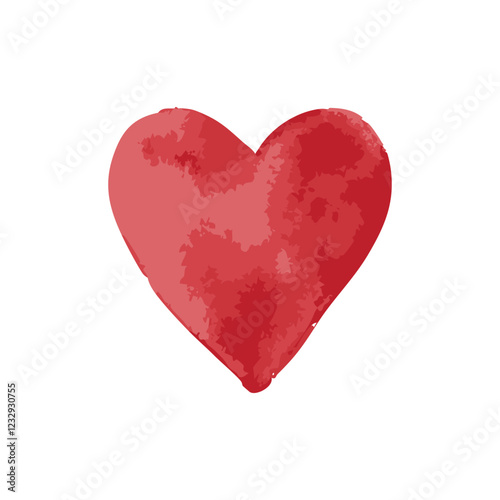 Watercolor heart vector illustration. Love symbol in hand painted water color style.