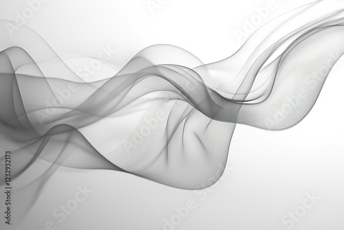 Gray smoke waves flowing on white background, abstract design
