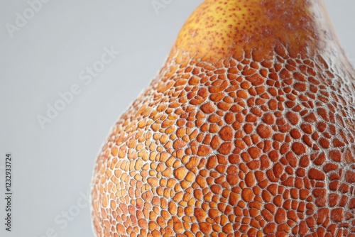 Unique textured surface of a ripe pear showcasing intricate details in natura...