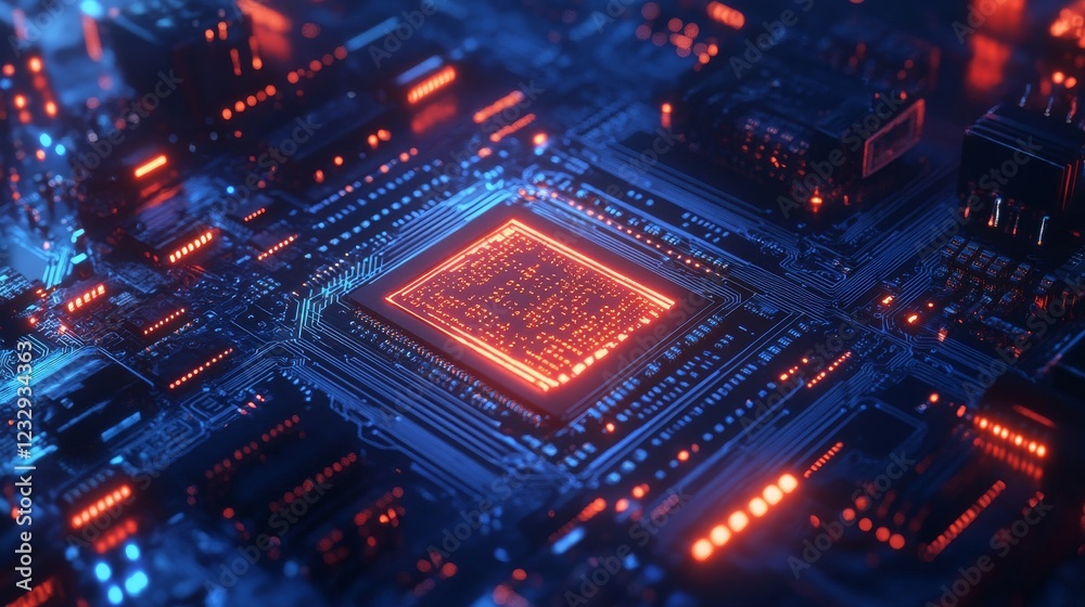 Tech background with AI circuit board design, electric blue theme for innovation. Tech background with AI circuit board design, electric blue theme for innovation.