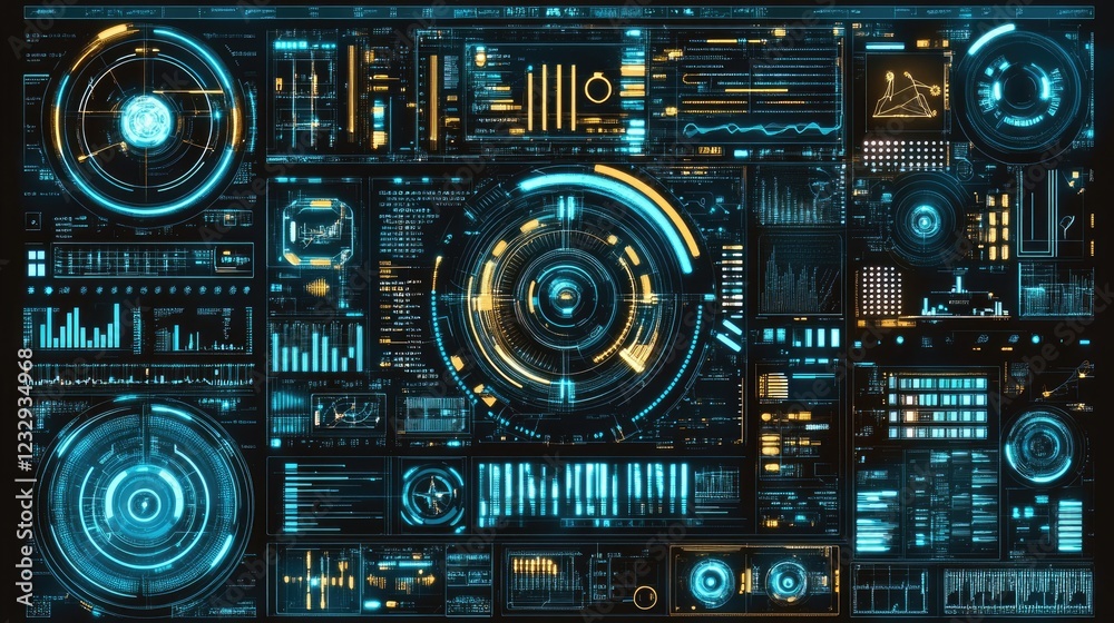 Futuristic Technology Interface Display Showing Data Futuristic Technology Interface Display Showing Data