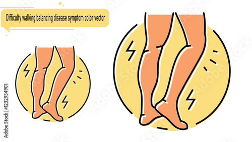 Difficulty walking balancing disease symptom color vector
