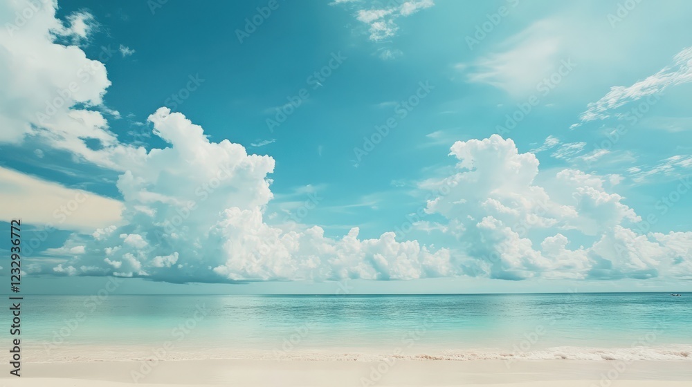 A beautiful blue sky with clouds and a calm ocean A beautiful blue sky with clouds and a calm ocean
