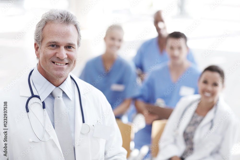 Doctor, man and manager in medical hospital, healthcare consultant and portrait for surgery. Leadership, happy expert and professional for medicare at clinic, medicine and cardiology specialist Doctor, man and manager in medical hospital, healthcare consultant and portrait for surgery. Leadership, happy expert and professional for medicare at clinic, medicine and cardiology specialist