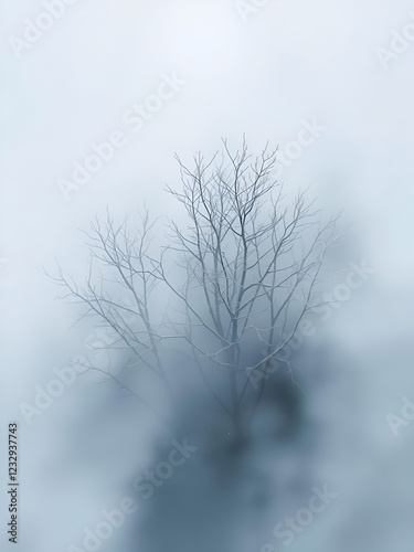 Whispers of Winter: Muted and wintery, with soft whites, grays, and blues, conveying a sense of cold and isolation. photo