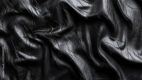A dark leather texture featuring deep wrinkles and natural grain patterns.
