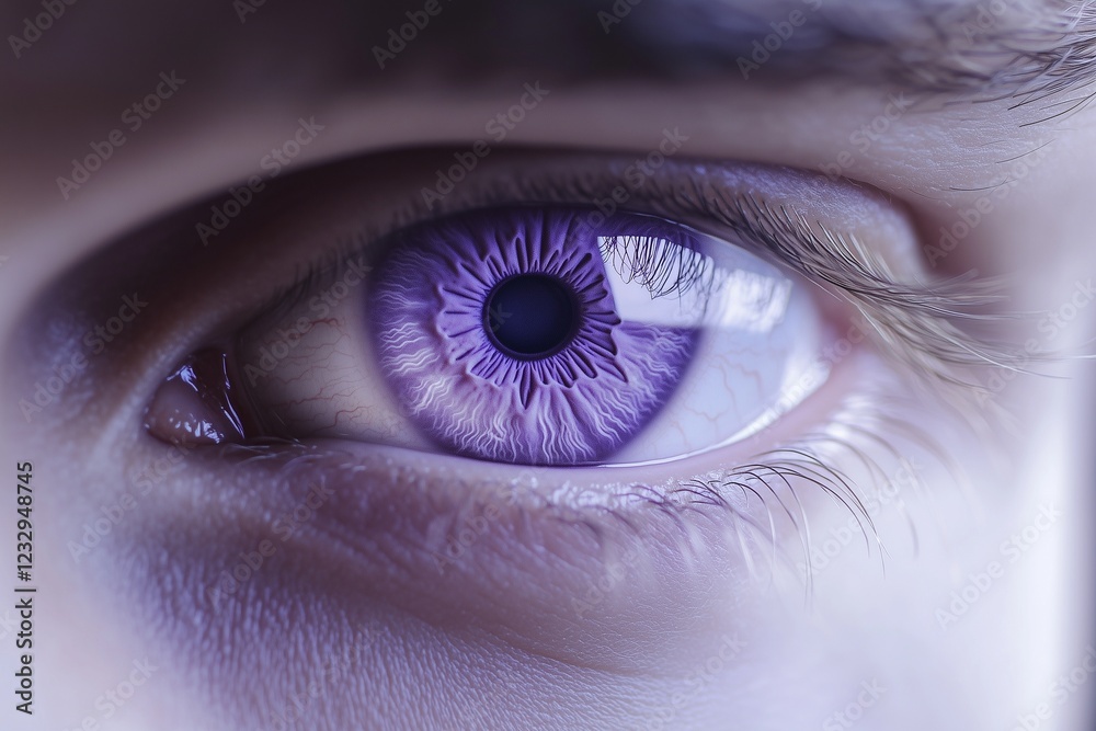 Close-up of a mana??s soft lilac-colored eye, with delicate patterns and smooth textures in the iris, captured in Close-up of a mana??s soft lilac-colored eye, with delicate patterns and smooth textures in the iris, captured in