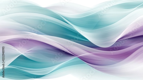 Abstract teal and purple flowing waves.
