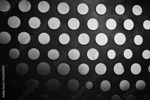 Black and white circular pattern with varying shades on a textured surface