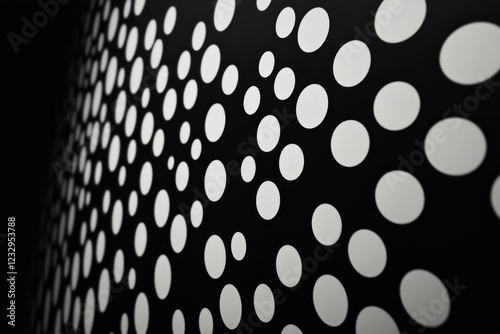 Black and white circular pattern with varying shades on a textured surface