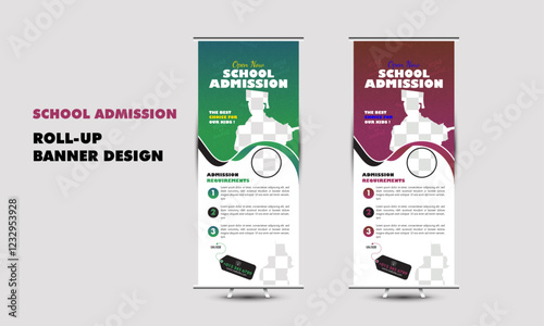 School Admishon Roll-up banner design template