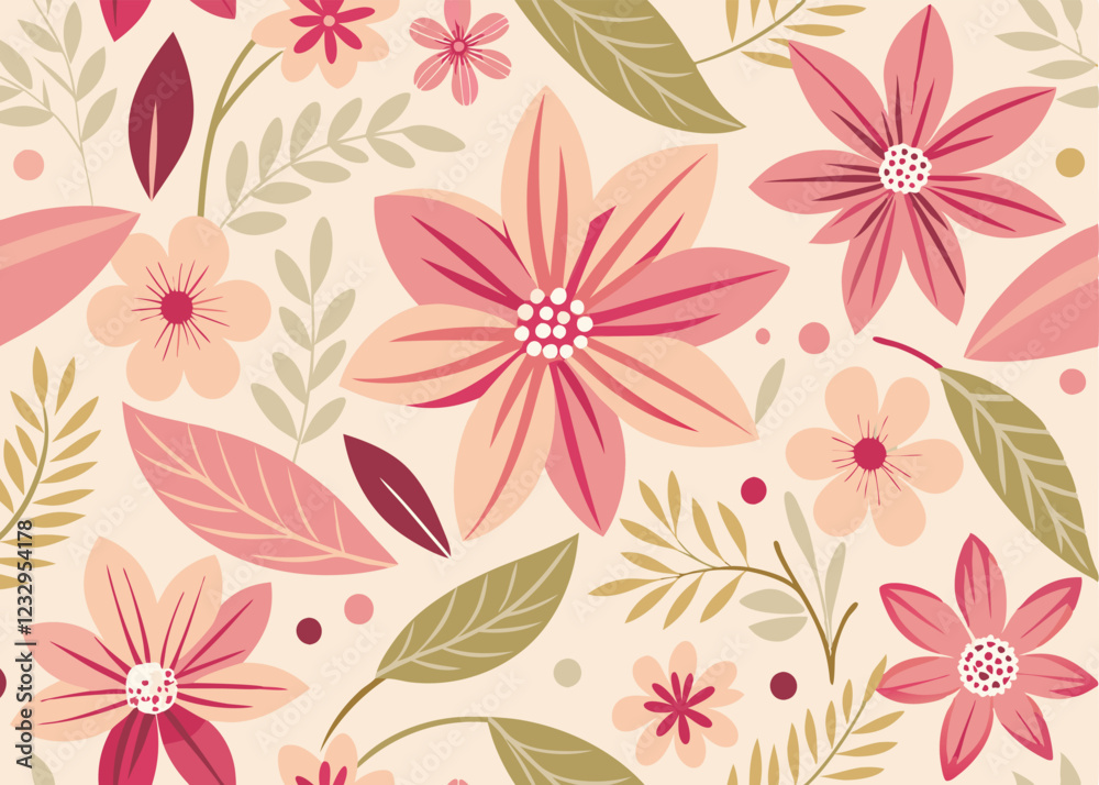 Floral Pink Seamless Pattern Floral Pink Seamless Pattern