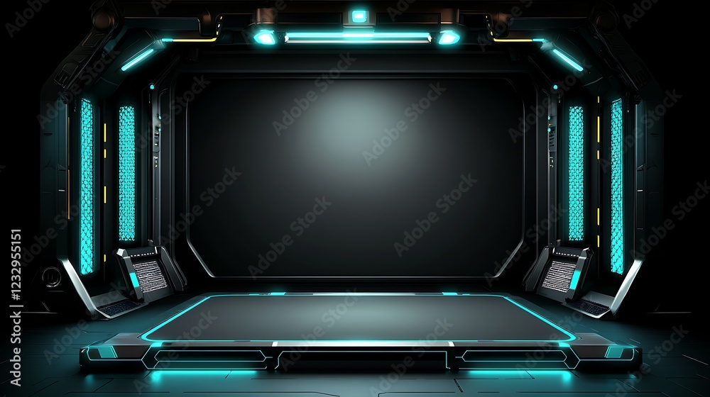 Obraz premium Futuristic Sci Fi Spaceship Interior Room Design