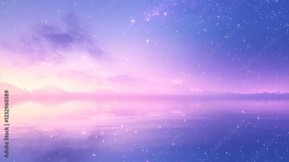 Magical pastel sky and water reflection at night. Magical pastel sky and water reflection at night.
