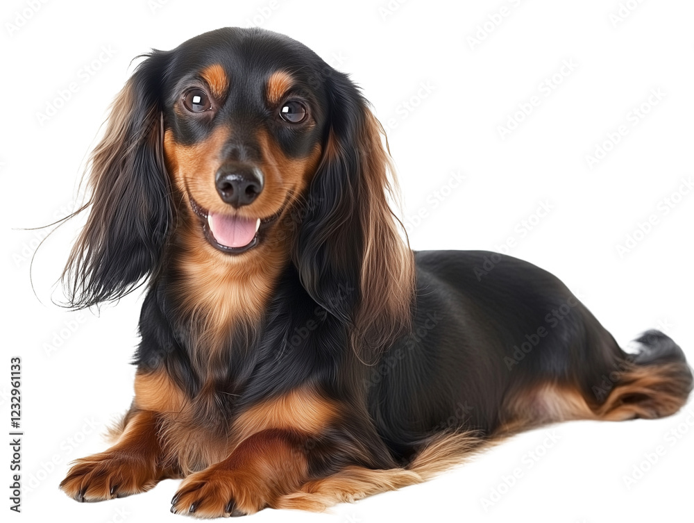 Long-Haired Dachshund isolated