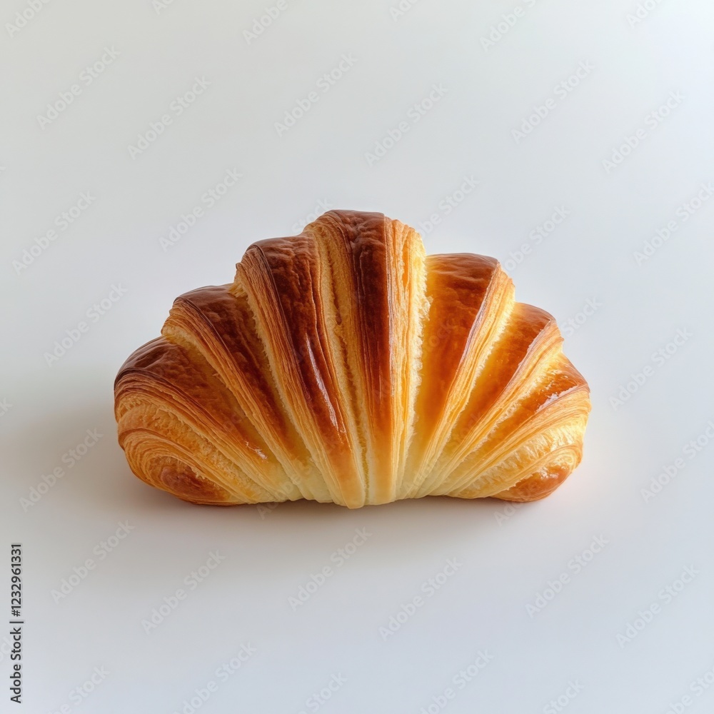 freshly baked golden brown croissant on a white background