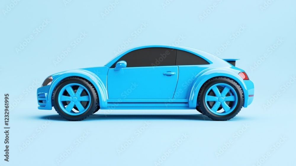 Blue Compact Car Digital Rendering Blue Compact Car Digital Rendering