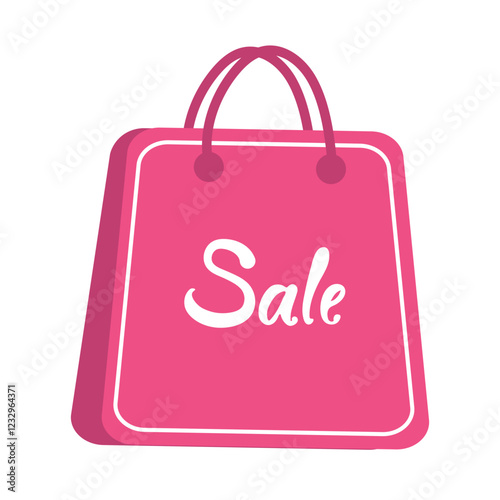 Bright pink shopping bag with sale written in white lettering designed for promotional events