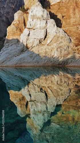Majestic mountain reflection in tranquil water at sunrise in a remote landscape