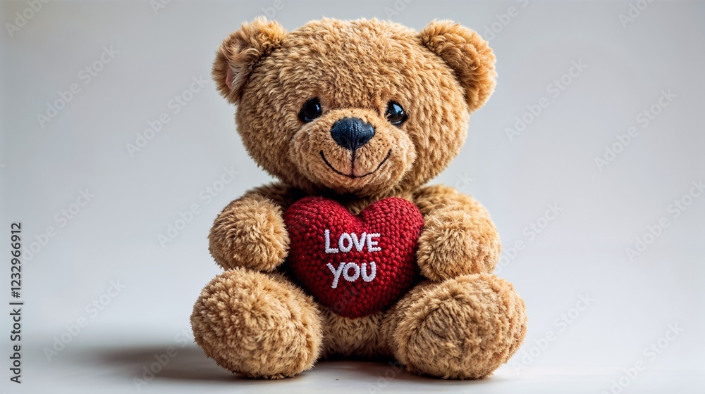 Fototapeta premium Classic Valentine’s Teddy Bear with a Red Love Heart