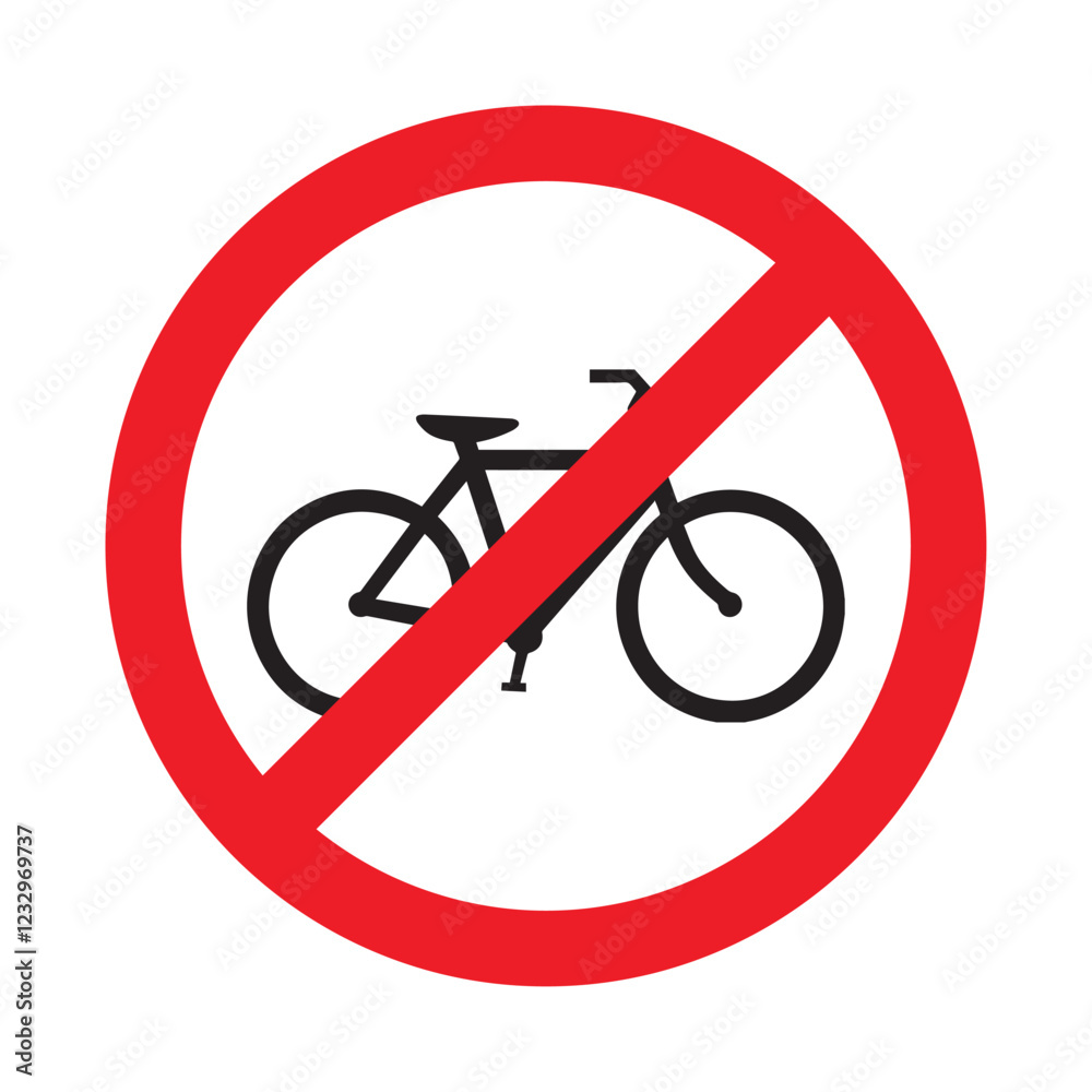 No bicycle allowed symbol vector ilustration on white background. Not allow bicycle sign. No Bicycles prohibited Traffic Sign The red circle prohibiting sing. No bicycle allowed symbol vector ilustration on white background. Not allow bicycle sign. No Bicycles prohibited Traffic Sign The red circle prohibiting sing.
