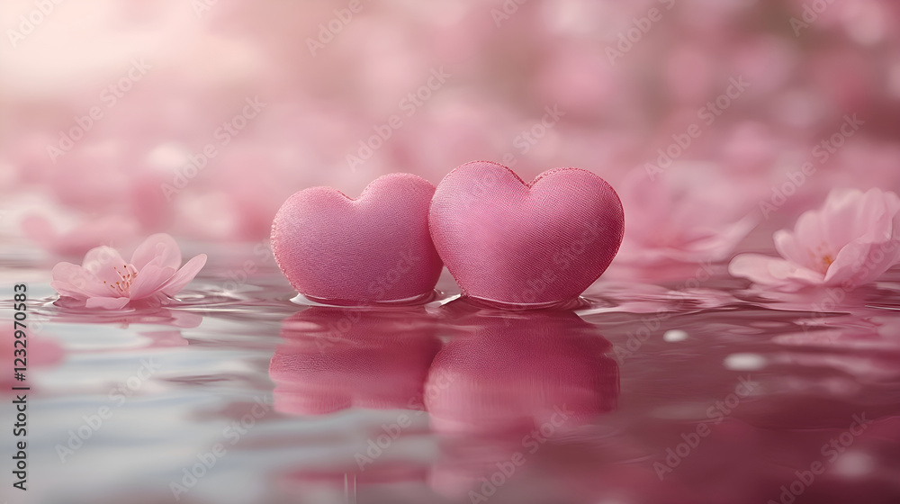 Fototapeta premium Attributes of lovers. Hearts, flowers, candles.